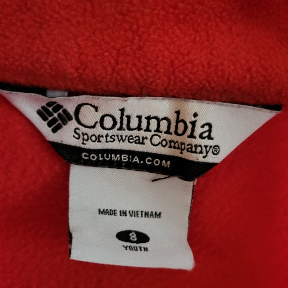 Red Columbia fleece jacket boy size 8 - Picture 2 of 3